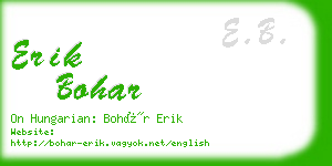 erik bohar business card